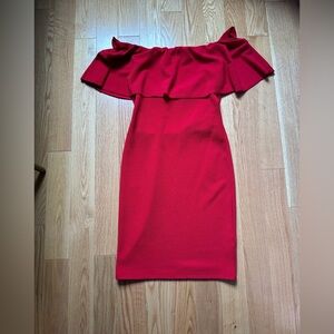 Red off the shoulder dress